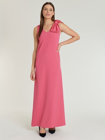 Robe longue en crêpe envers satin - Pink