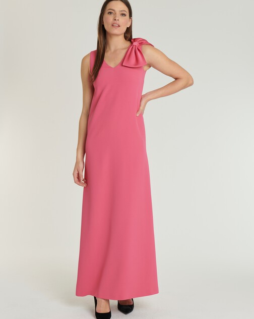 Robe longue en crêpe envers satin