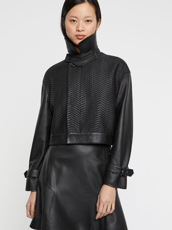 Blouson en cuir tressé - Noir