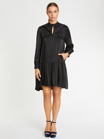 Silk babydoll dress - Noir