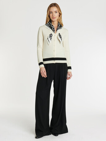 KNITTED CARDIGAN - Off white / black