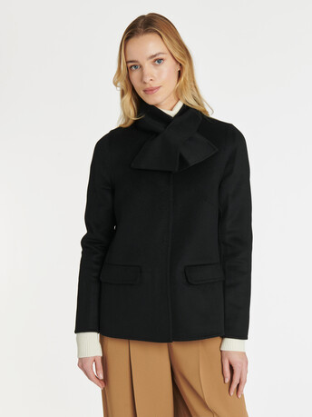 Manteau court double face en laine et cachemire - Noir