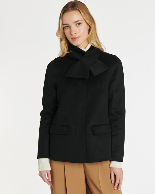 Manteau court double face en laine et cachemire