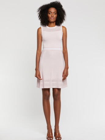 Robe patineuse en maille ajourée - Poudre