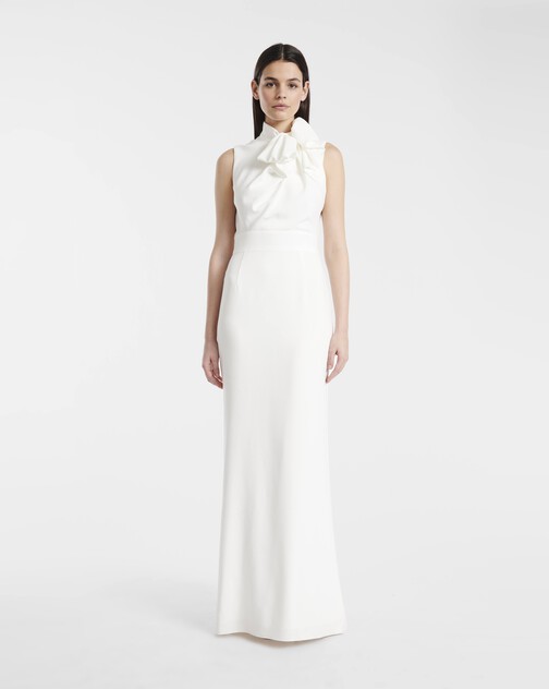 Robe longue de cérémonie en crêpe envers satin