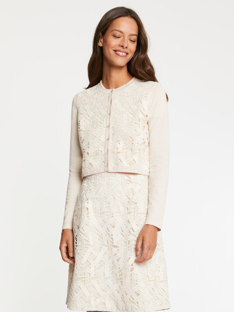 Gilet court en guipure - Coquille / blanc casse