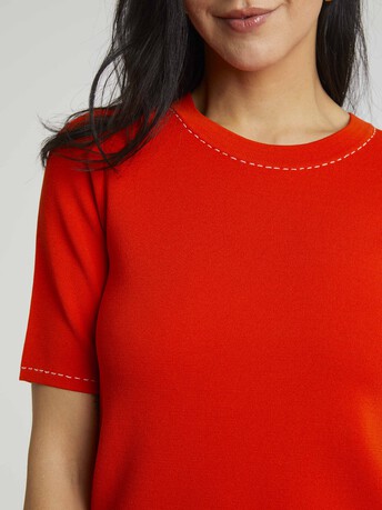 Pull en viscose milano - Sanguine/blanc casse