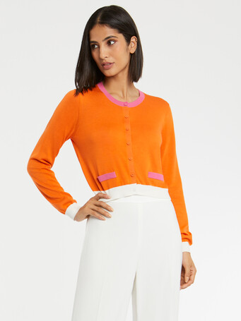 Cardigan en soie mélangée - Mandarine/ bubble gum