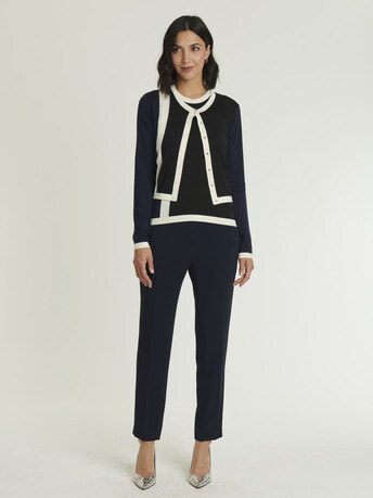 KNITTED CARDIGAN - Black / aqua