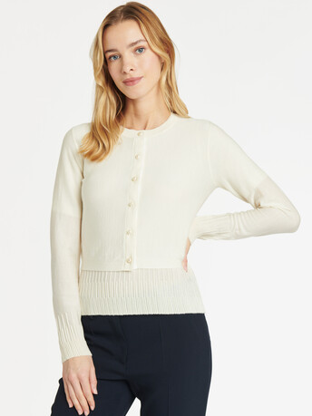 CARDIGAN - Blanc casse