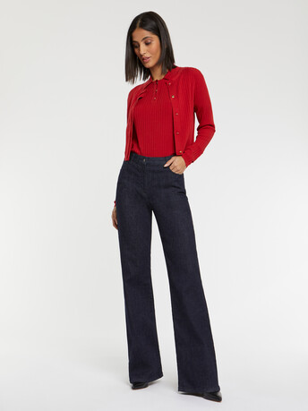 Cardigan en laine en maille côtelée - Hibiscus