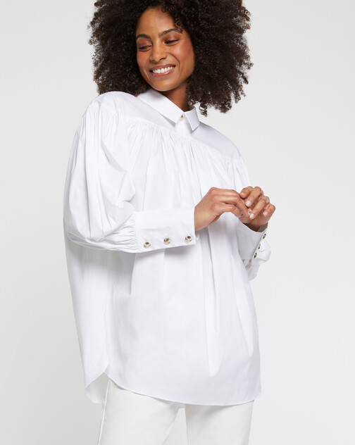 Pleated cotton-poplin blouse