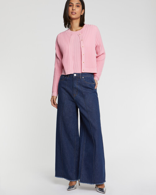 Cardigan en soie à points fantaisie