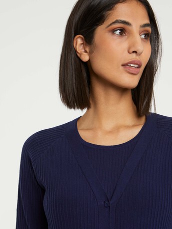 KNITTED CARDIGAN - Indigo