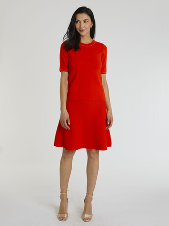 Pull en viscose milano - Sanguine/blanc casse