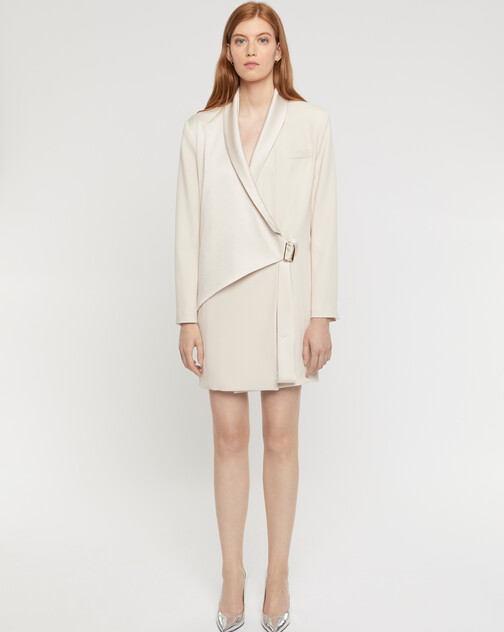 Robe tailleur cache-cœur en crêpe envers satin