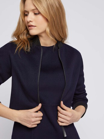 Cropped jacket with teddy collar - Navy blue