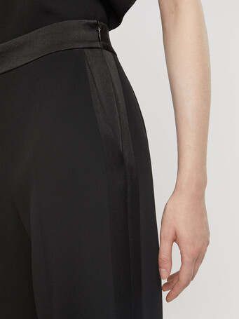 Wide-leg satin-back crepe pants - Noir