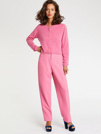 Cardigan à bouton bijou en cachemire - Bubble gum