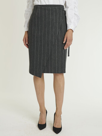 JUPE EN FLANELLE RAYURE TENNIS - Anthracite