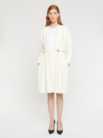 Blouson zippé en jacquard plumetis - Blanc casse