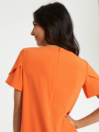 Satin-back crepe dress - Tangerine