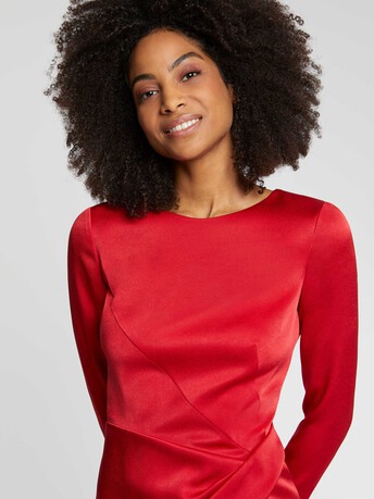 Robe longue en crêpe envers satin - Hibiscus