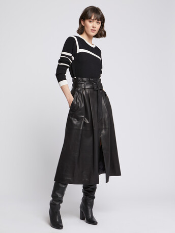 Pull en maille fantaisie - Noir / blanc casse