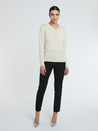 Cardigan en viscose lurex - Blanc casse