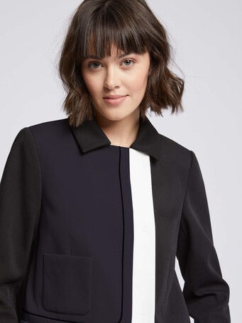 Veste courte graphique en tricotine stretch - Marine / noir