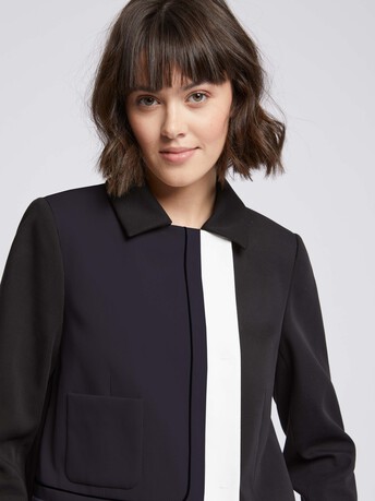 Veste courte graphique en tricotine stretch - Marine / noir