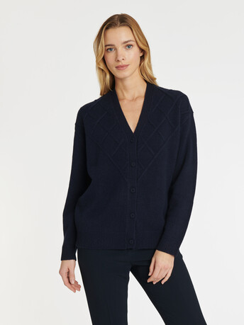 KNITTED CARDIGAN - Navy blue