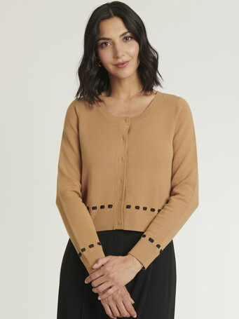 KNITTED CARDIGAN - Caramel / noir