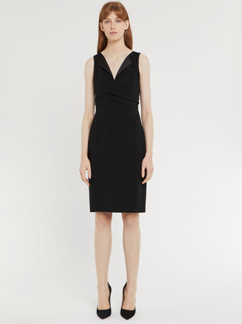 Robe courte croisée en crêpe envers satin - Noir