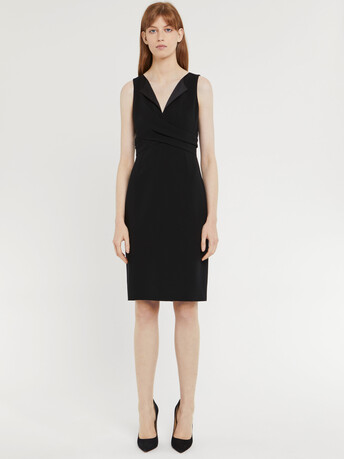 Robe courte croisée en crêpe envers satin - Noir