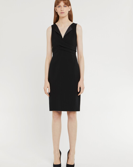 Short crossed satin-back crepe dress