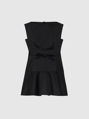 Robe courte à nœud en satin duchesse - Noir