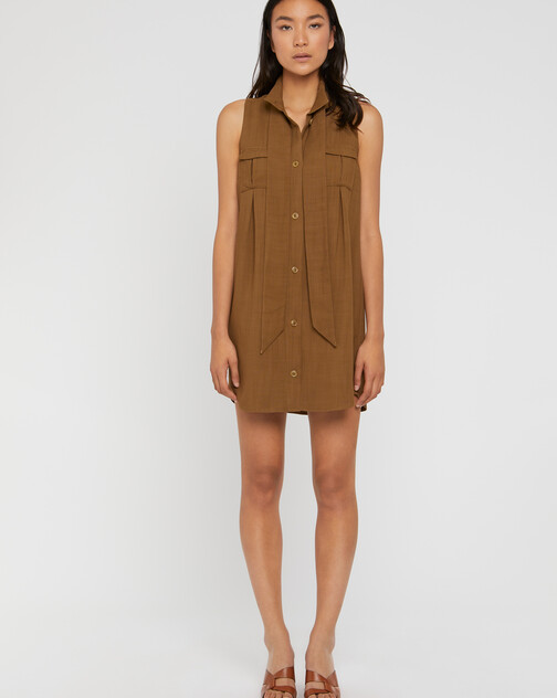 Robe courte sans manches en viscose