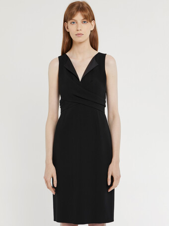 Robe courte croisée en crêpe envers satin - Noir