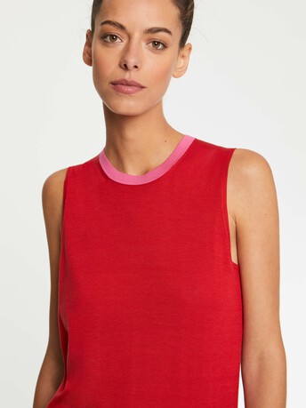 Pull sans manche en soie - Hibiscus/ bubble gum