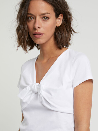 T-shirt en jersey de coton stretch - Blanc