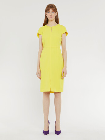 Robe droite manches courtes en crêpe envers satin - Soleil