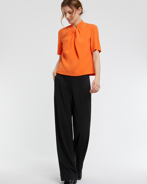 Pleated crepe top