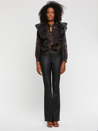 Blouse à volants en organza - Noir