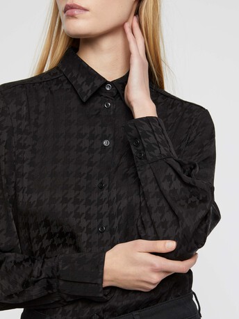 Chemisier en jacquard pied de coq - Noir