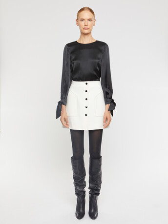 Top en satin de soie lavé - Noir