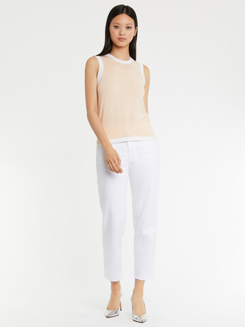 KNITTED TANK TOP - Dragee/blanc casse