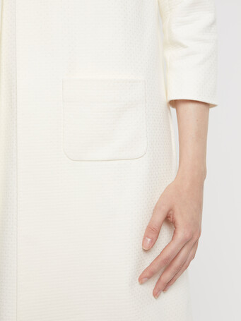Mid-length swiss-dot jacquard coat - Off white