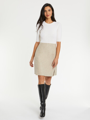 Short trompe l'oeil dress - Blanc casse/ sable