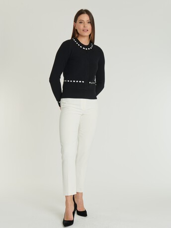 KNITTED CARDIGAN - Noir / blanc casse
